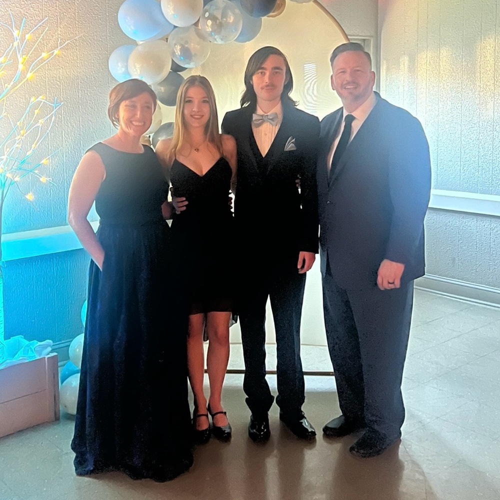 Aidan Mattox Black and Blue Maxi Dress - Picture 12 of 12